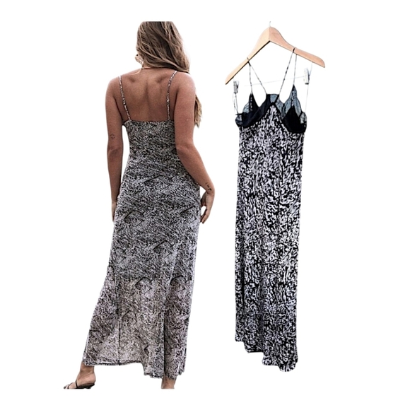 NEW LoveStitch Monochrome Lace Maxi Dress Small - Picture 2 of 6